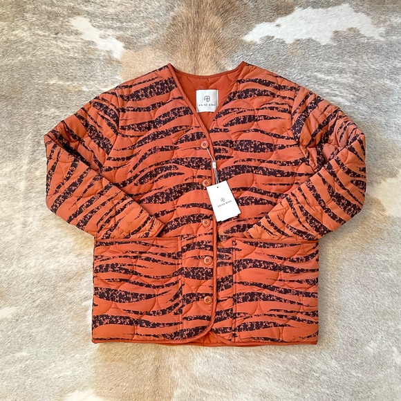 NWT Anine Bing Andy Bomber Quilted Jacket Color Rust Zebra Size XS - Picture 15 of 16